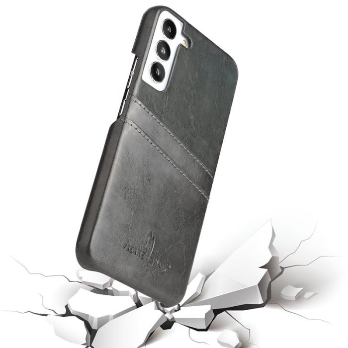 FIERRE SHANN - FIERRE SHANN Samsung Galaxy S22 Fodral Äkta läder - Grå