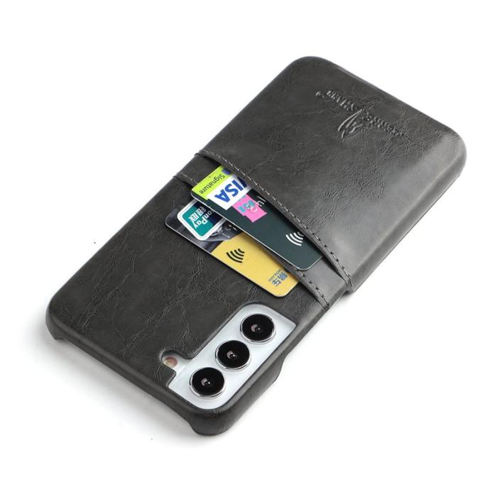 FIERRE SHANN - FIERRE SHANN Samsung Galaxy S22 Fodral Äkta läder - Grå