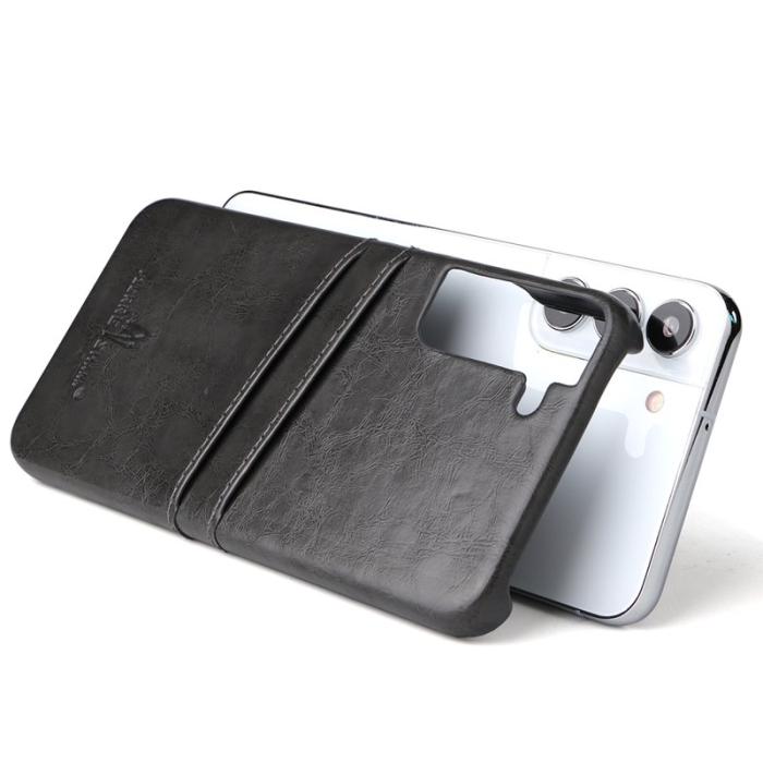 FIERRE SHANN - FIERRE SHANN Samsung Galaxy S22 Fodral Äkta läder - Grå