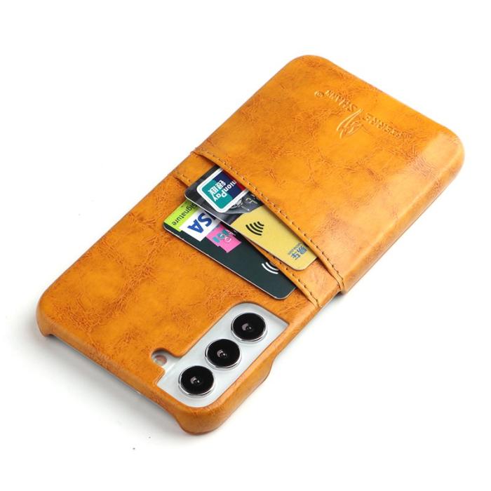 FIERRE SHANN - FIERRE SHANN Samsung Galaxy S22 Fodral Äkta läder - Orange