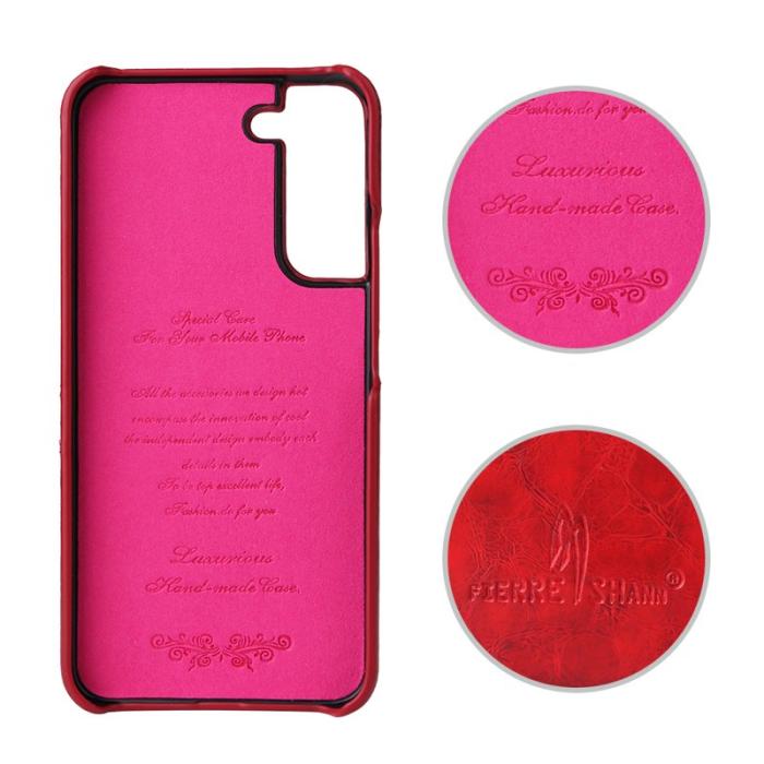 FIERRE SHANN - FIERRE SHANN Samsung Galaxy S22+ Fodral Äkta läder - Röd