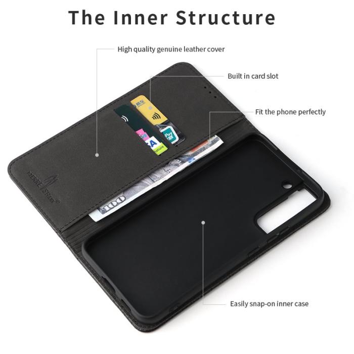 FIERRE SHANN - FIERRE SHANN Samsung Galaxy S22+ Fodral Äkta läder - Svart