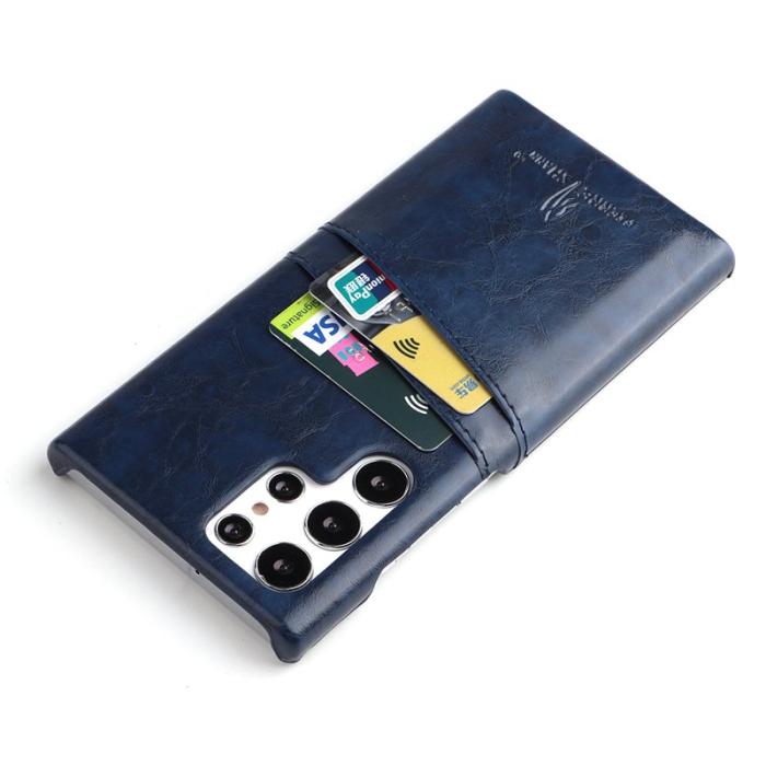 FIERRE SHANN - FIERRE SHANN Samsung Galaxy S22 Ultra Fodral Äkta läder - Blå