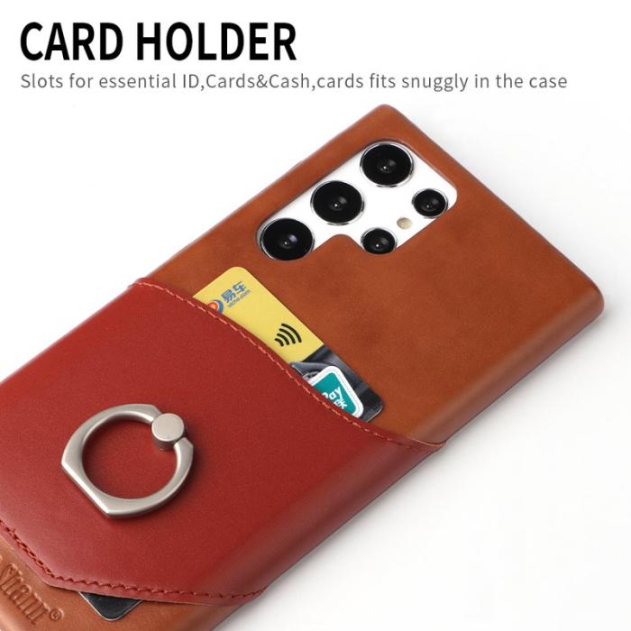 FIERRE SHANN - FIERRE SHANN Samsung Galaxy S22 Ultra Fodral - Äkta läder - Brun