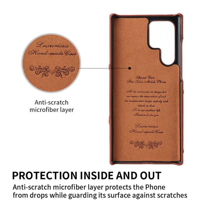 FIERRE SHANN - FIERRE SHANN Samsung Galaxy S22 Ultra Fodral Äkta läder - Brun