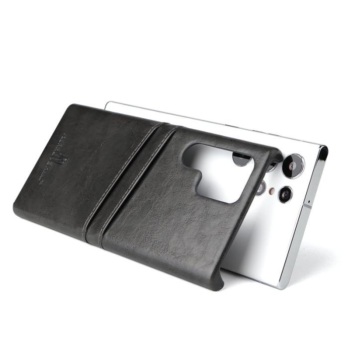 FIERRE SHANN - FIERRE SHANN Samsung Galaxy S22 Ultra Fodral Äkta läder - Grå