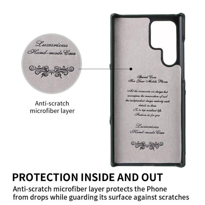 FIERRE SHANN - FIERRE SHANN Samsung Galaxy S22 Ultra Fodral Äkta läder - Grön