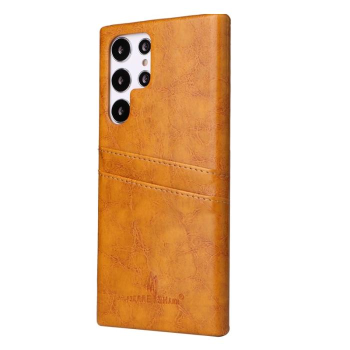 FIERRE SHANN - FIERRE SHANN Samsung Galaxy S22 Ultra Fodral - Äkta läder - Orange