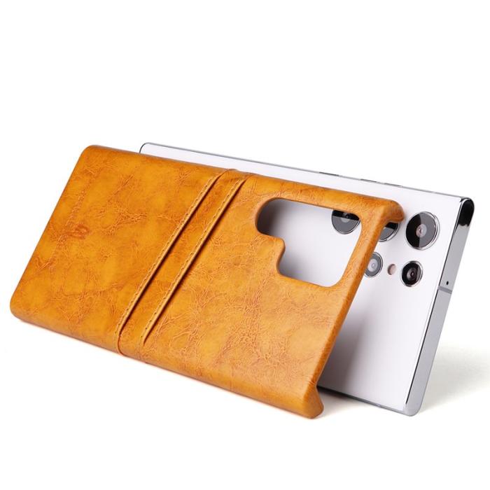 FIERRE SHANN - FIERRE SHANN Samsung Galaxy S22 Ultra Fodral - Äkta läder - Orange