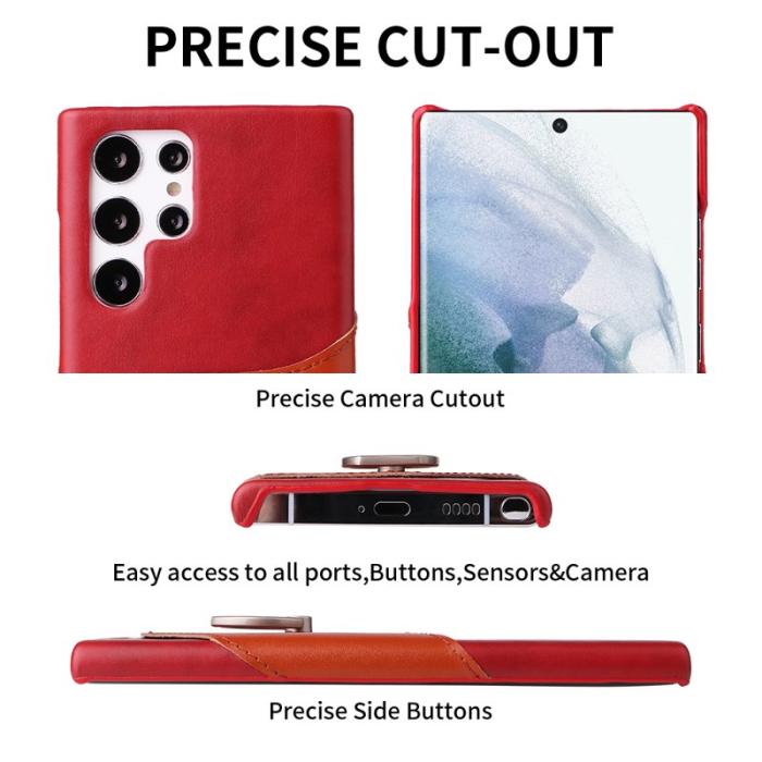 FIERRE SHANN - FIERRE SHANN Samsung Galaxy S22 Ultra Fodral - Äkta läder - Röd