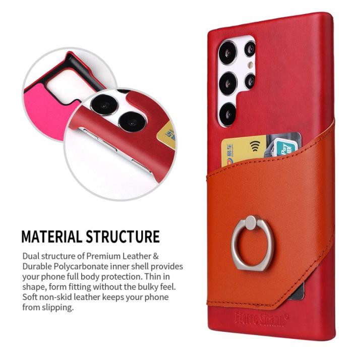 FIERRE SHANN - FIERRE SHANN Samsung Galaxy S22 Ultra Fodral - Äkta läder - Röd
