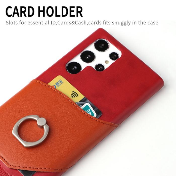 FIERRE SHANN - FIERRE SHANN Samsung Galaxy S22 Ultra Fodral - Äkta läder - Röd