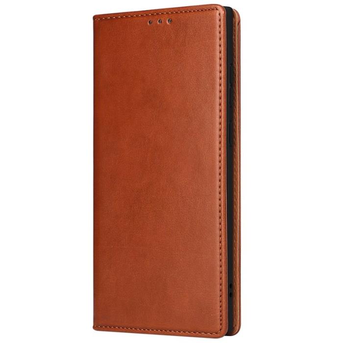 FIERRE SHANN - FIERRE SHANN Samsung Galaxy S22 Ultra Fodral PU Läder - Brun