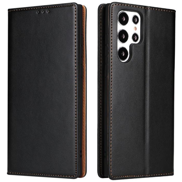 FIERRE SHANN - FIERRE SHANN Samsung Galaxy S22 Ultra Fodral PU Läder - Svart