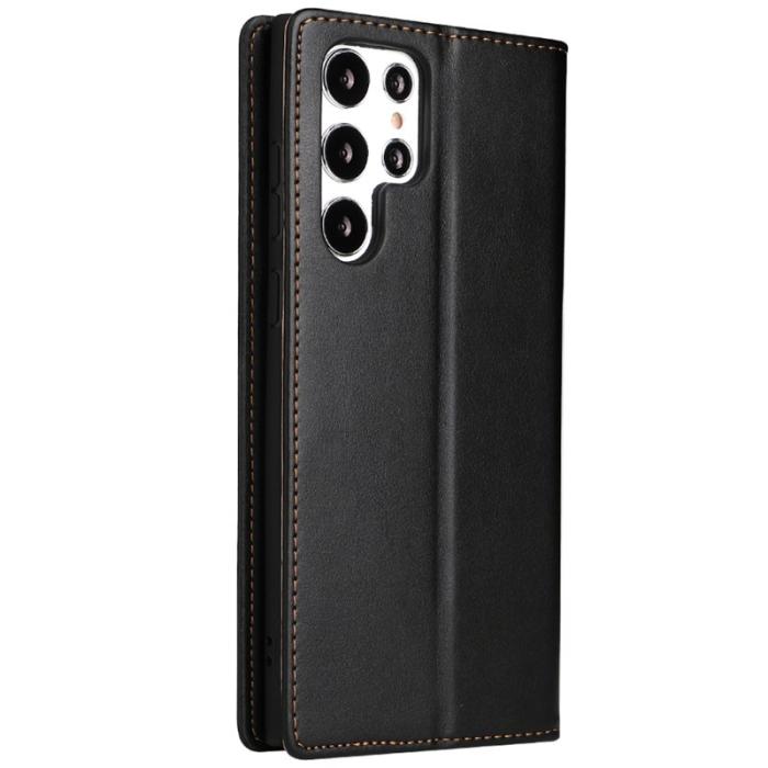 FIERRE SHANN - FIERRE SHANN Samsung Galaxy S22 Ultra Fodral PU Läder - Svart