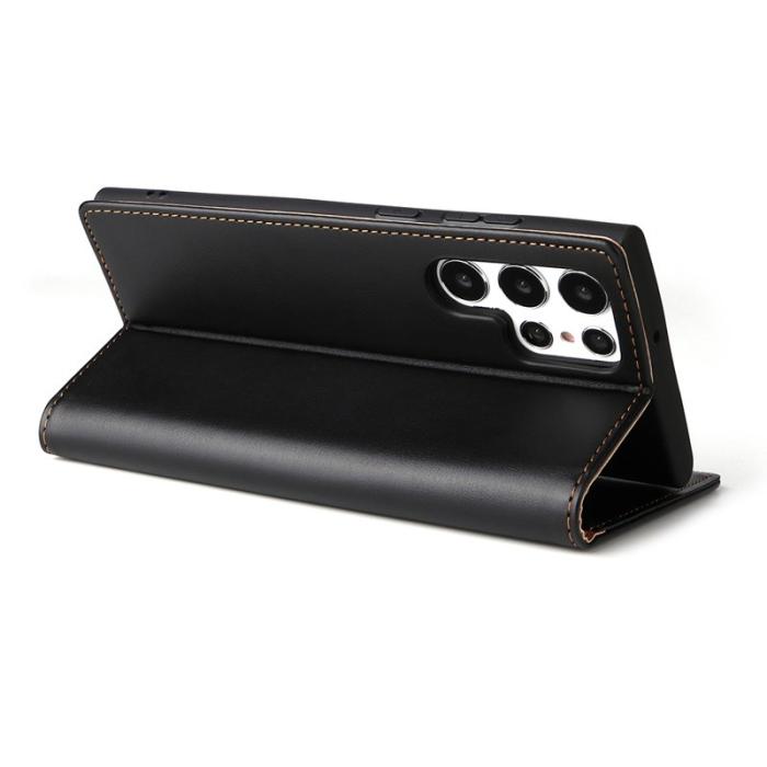 FIERRE SHANN - FIERRE SHANN Samsung Galaxy S22 Ultra Fodral PU Läder - Svart