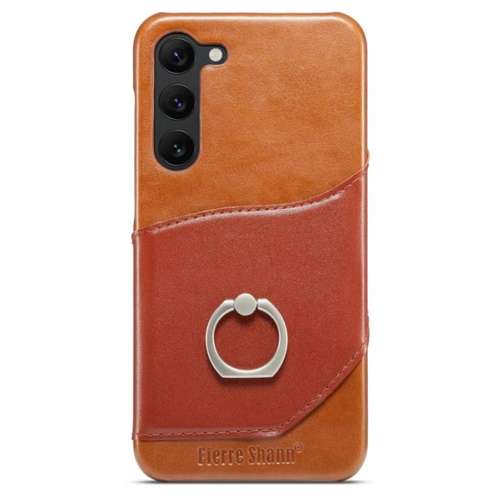 FIERRE SHANN - FIERRE SHANN Samsung Galaxy S23 Fodral Äkta läder - Brun