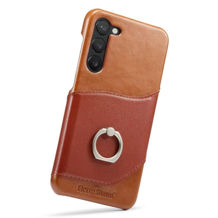 FIERRE SHANN - FIERRE SHANN Samsung Galaxy S23 Fodral Äkta läder - Brun