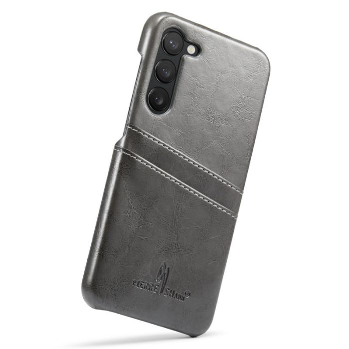 FIERRE SHANN - FIERRE SHANN Samsung Galaxy S23 Fodral Äkta läder - Grå