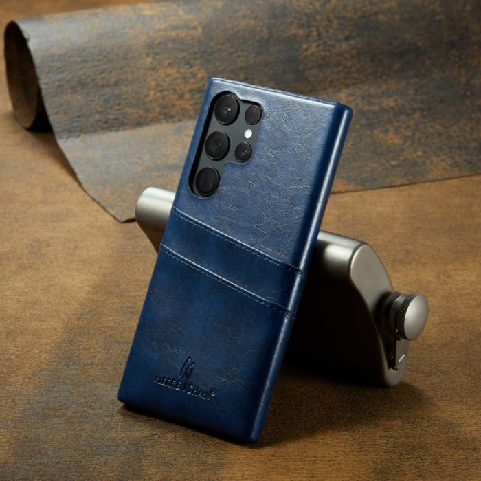 FIERRE SHANN - FIERRE SHANN Samsung Galaxy S23 Ultra Fodral Äkta läder - Blå