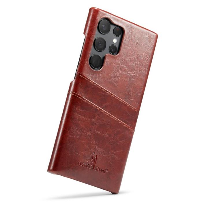 FIERRE SHANN - FIERRE SHANN Samsung Galaxy S23 Ultra Fodral Äkta läder - Brun