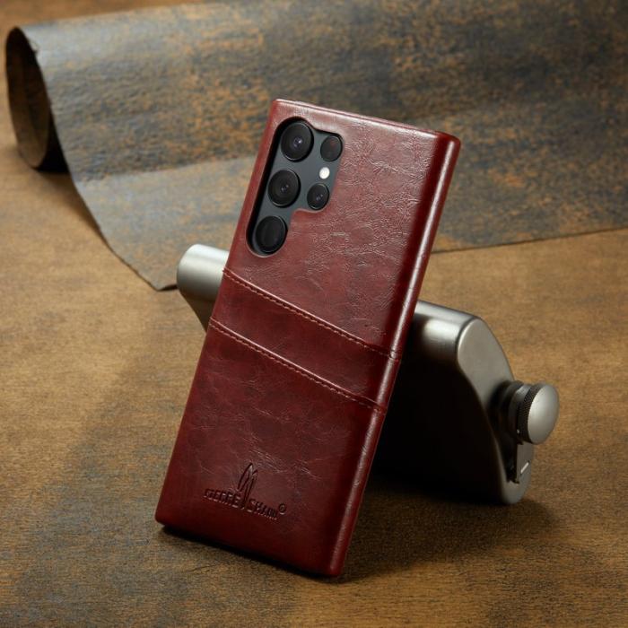 FIERRE SHANN - FIERRE SHANN Samsung Galaxy S23 Ultra Fodral Äkta läder - Brun