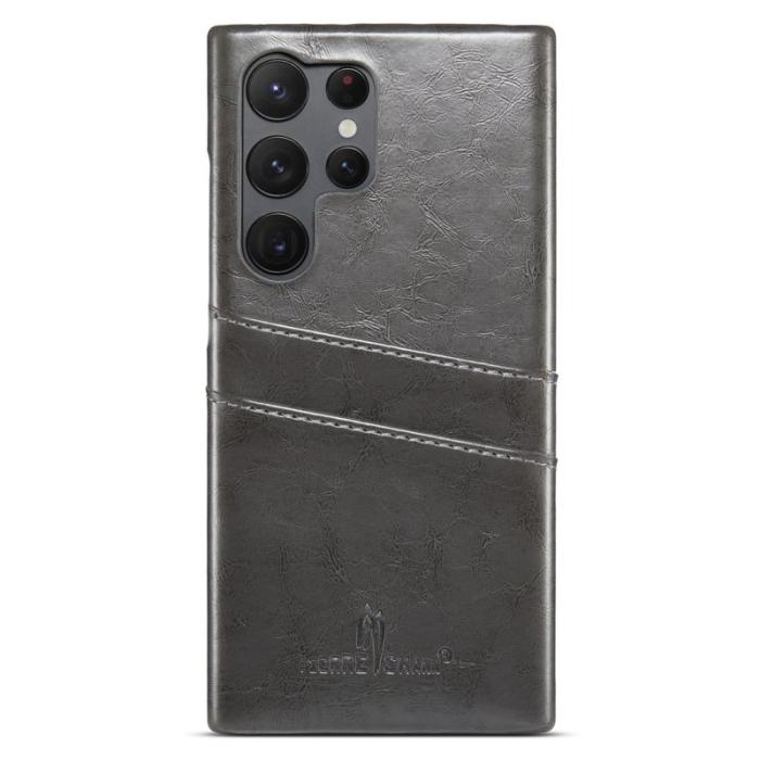 FIERRE SHANN - FIERRE SHANN Samsung Galaxy S23 Ultra Fodral Äkta läder - Grå