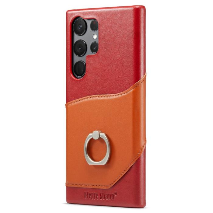 FIERRE SHANN - FIERRE SHANN Samsung Galaxy S23 Ultra Fodral Äkta läder - Röd