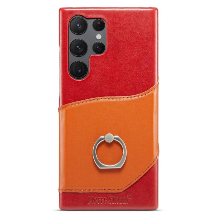 FIERRE SHANN - FIERRE SHANN Samsung Galaxy S23 Ultra Fodral Äkta läder - Röd