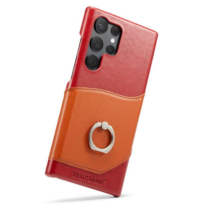 FIERRE SHANN - FIERRE SHANN Samsung Galaxy S23 Ultra Fodral Äkta läder - Röd