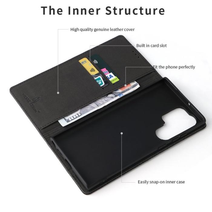 FIERRE SHANN - FIERRE SHANN Samsung Galaxy S23 Ultra Fodral Äkta läder - Svart