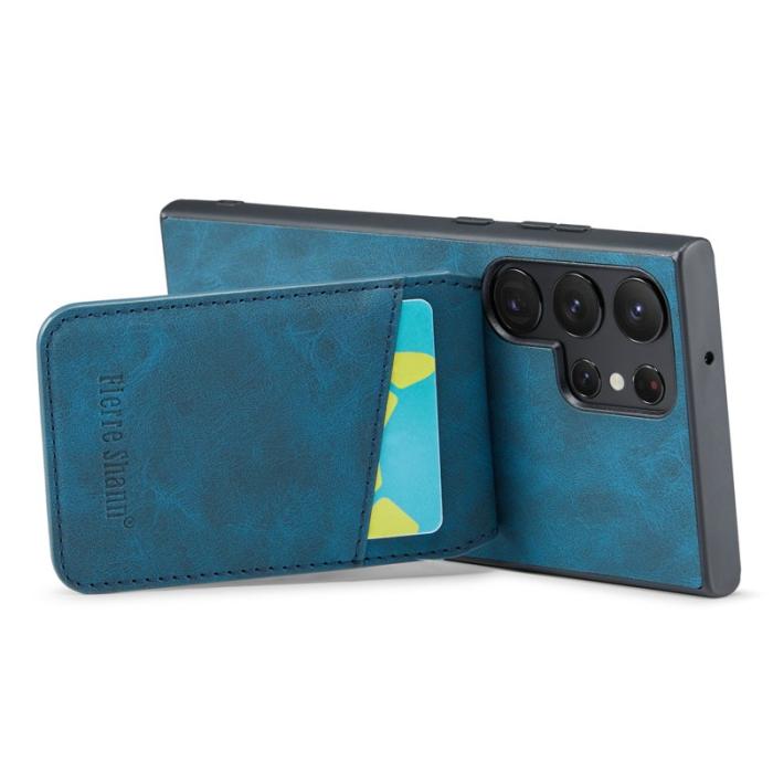 FIERRE SHANN - FIERRE SHANN Samsung Galaxy S23 Ultra Fodral PU Läder - Blå