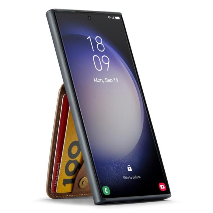 FIERRE SHANN - FIERRE SHANN Samsung Galaxy S23 Ultra Fodral PU Läder - Brun