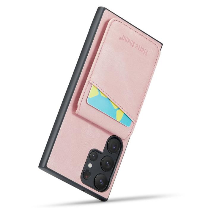 FIERRE SHANN - FIERRE SHANN Samsung Galaxy S23 Ultra Fodral PU Läder - Pink