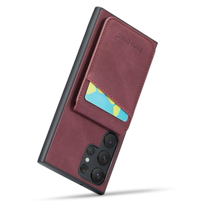 FIERRE SHANN - FIERRE SHANN Samsung Galaxy S23 Ultra Fodral PU Läder - Röd