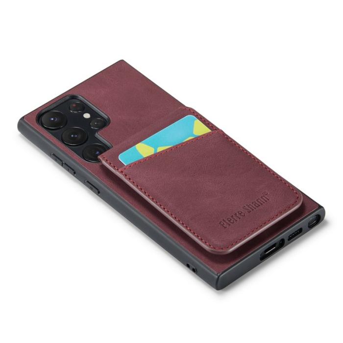 FIERRE SHANN - FIERRE SHANN Samsung Galaxy S23 Ultra Fodral PU Läder - Röd