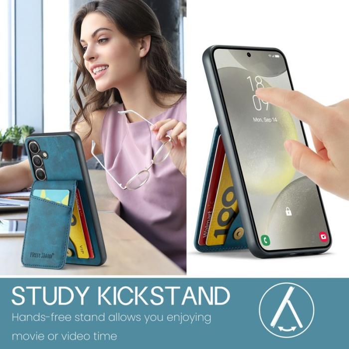 FIERRE SHANN - FIERRE SHANN Samsung Galaxy S24 FE Fodral Äkta läder - Blå