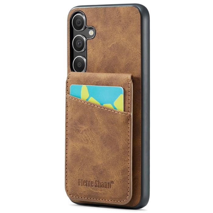 FIERRE SHANN - FIERRE SHANN Samsung Galaxy S24 FE Fodral Äkta läder - Brun