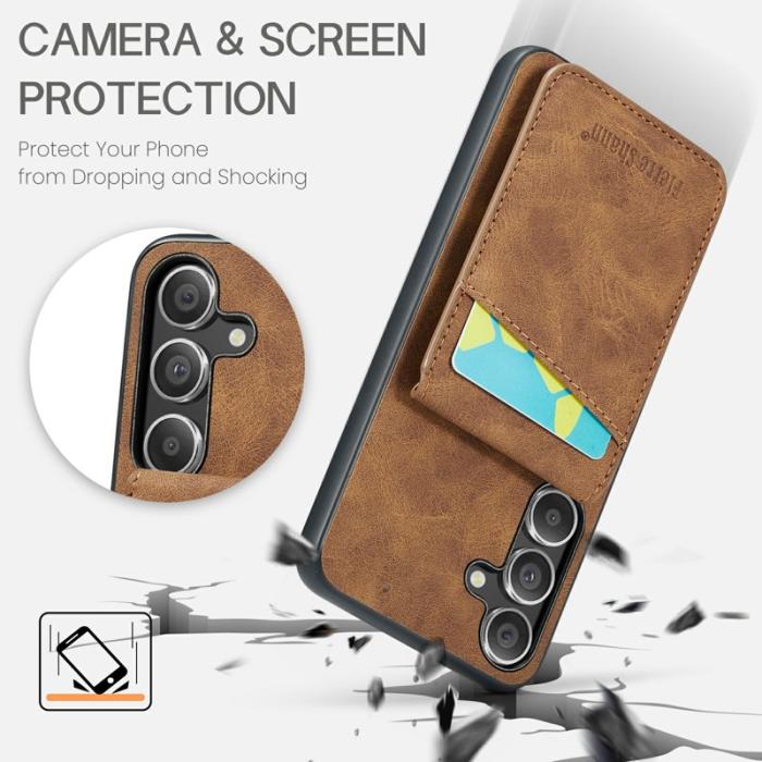 FIERRE SHANN - FIERRE SHANN Samsung Galaxy S24 FE Fodral Äkta läder - Brun