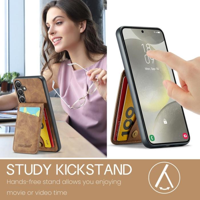 FIERRE SHANN - FIERRE SHANN Samsung Galaxy S24 FE Fodral Äkta läder - Brun