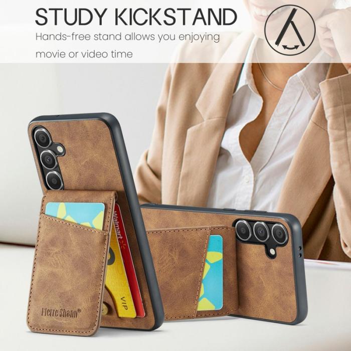 FIERRE SHANN - FIERRE SHANN Samsung Galaxy S24 FE Fodral Äkta läder - Brun