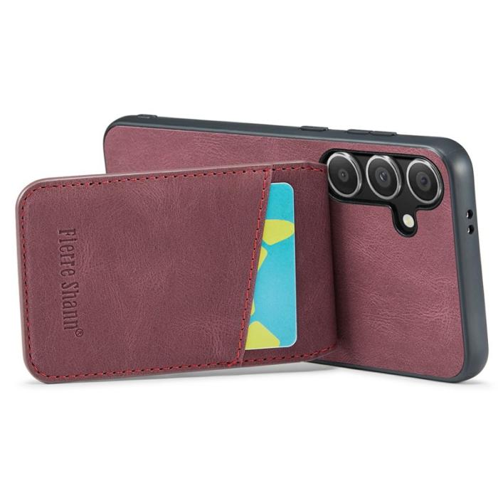 FIERRE SHANN - FIERRE SHANN Samsung Galaxy S24 FE Fodral Äkta läder - Vinröd