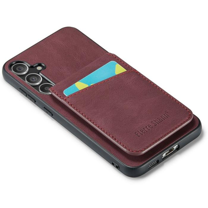 FIERRE SHANN - FIERRE SHANN Samsung Galaxy S24 FE Fodral Äkta läder - Vinröd