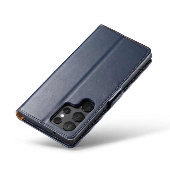 FIERRE SHANN - FIERRE SHANN Samsung Galaxy S24 Ultra Fodral Äkta läder - Blå