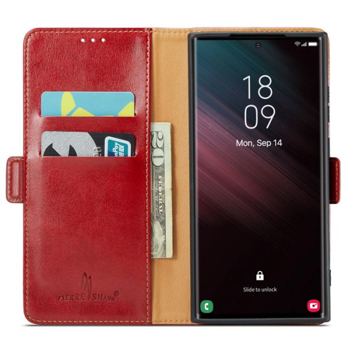FIERRE SHANN - FIERRE SHANN Samsung Galaxy S24 Ultra Fodral Äkta läder - Röd