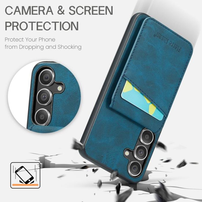 FIERRE SHANN - FIERRE SHANN Samsung Galaxy S25+ Fodral Äkta läder - Blå