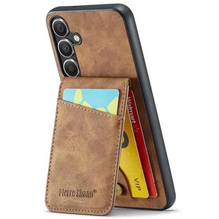 FIERRE SHANN - FIERRE SHANN Samsung Galaxy S25+ Fodral Äkta läder - Brun