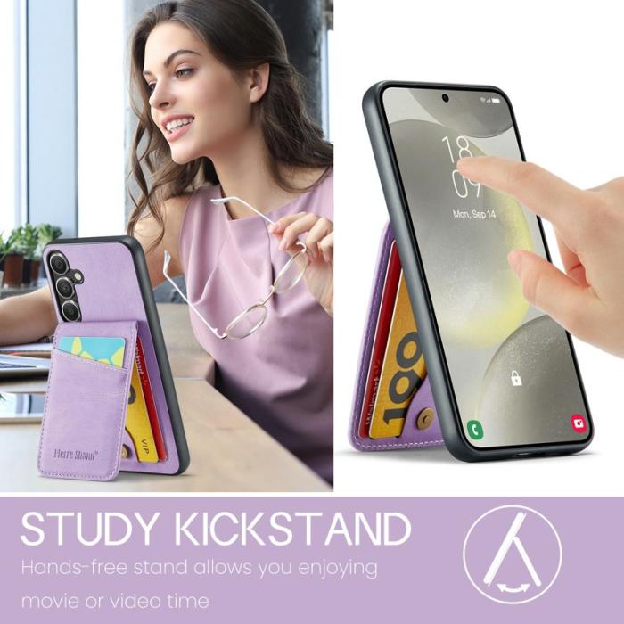 FIERRE SHANN - FIERRE SHANN Samsung Galaxy S25+ Fodral Äkta läder - Lila