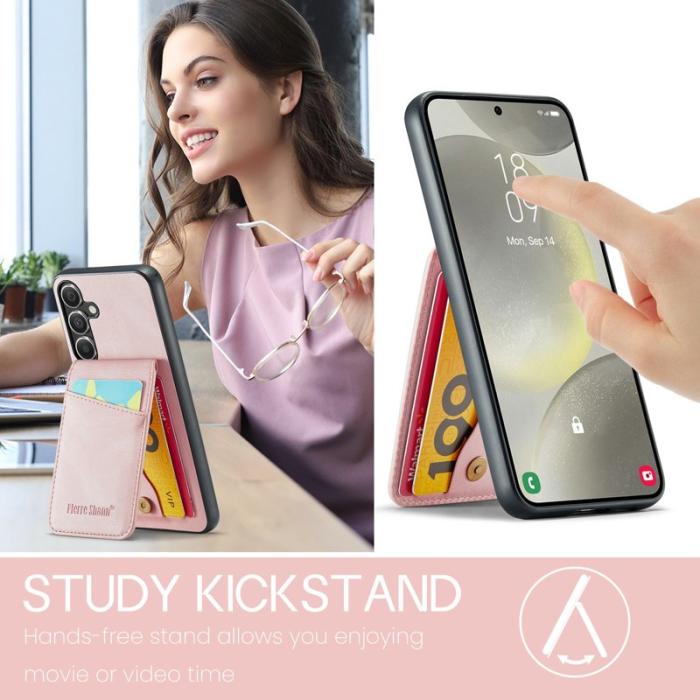 FIERRE SHANN - FIERRE SHANN Samsung Galaxy S25+ Fodral Äkta läder - Pink