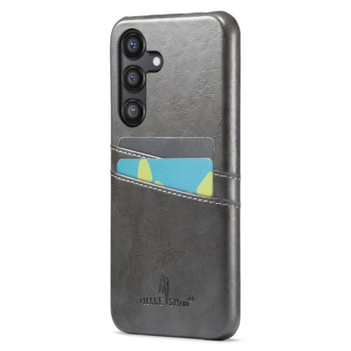 FIERRE SHANN - FIERRE SHANN Samsung Galaxy S25+ Fodral Waxy PU Läder - Grå